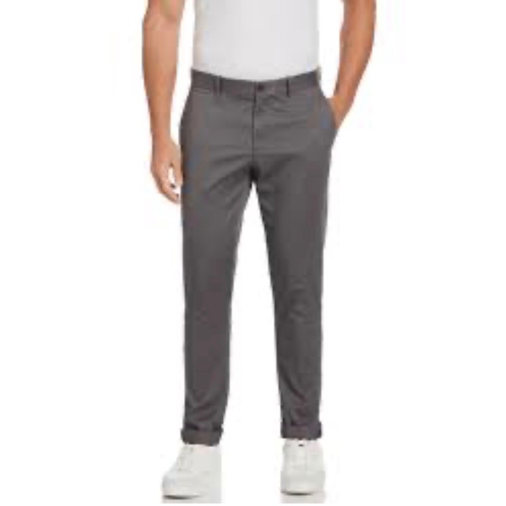 Original Penguin Mens Slim Fit 3XDRY Stretch Chino Pants Grey 34x32 Golf